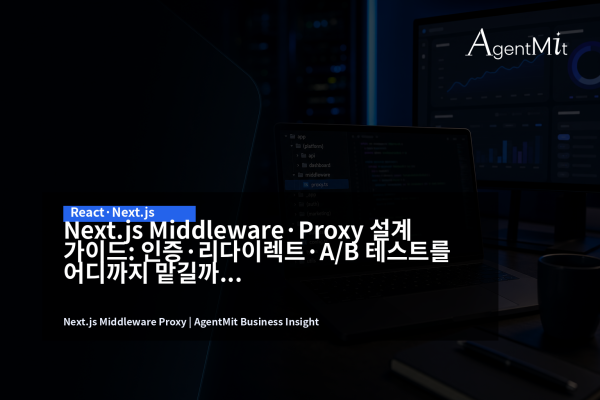 Next.js Proxy 설계 회의와 코드 편집기 화면
