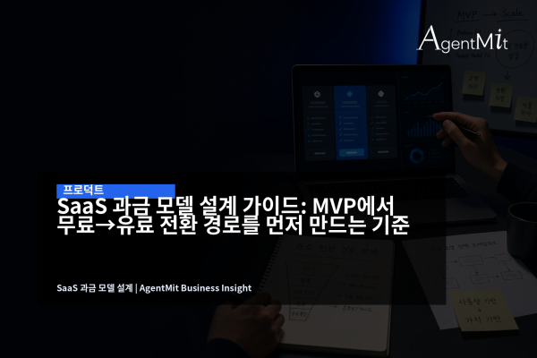 SaaS 과금 모델과 무료 유료 전환 경로를 설계하는 회의 장면