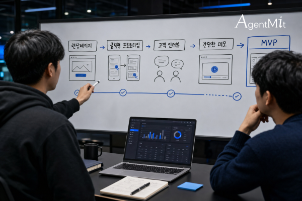 랜딩페이지에서 클릭형 프로토타입과 MVP 개발로 이어지는 워크플로우 보드